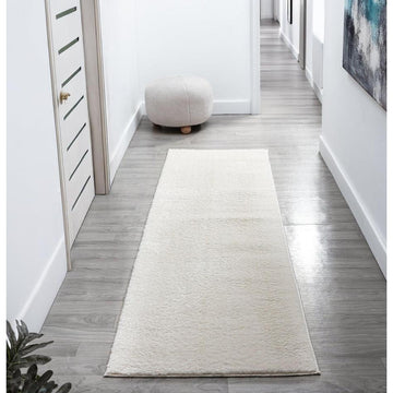 Washable Comfy Plain CMF00 Cream Runner-Desire Rugs-Rug Love - The Most Loved Rug Store